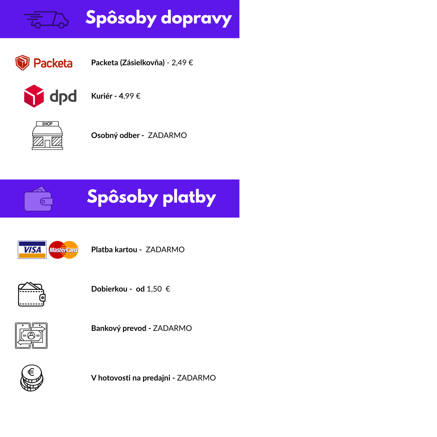 sposoby platby a dobravy DPD